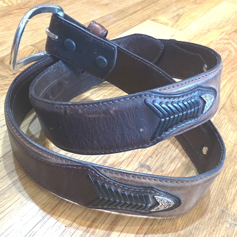 Resistol Mens‎ Brown Full Grain Leather Western Belt Engraved Buckle 34 RI202676